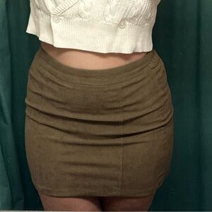 Sincerely Jules Thin Corduroy Bodycon Style Mini Skirt Brown Tan